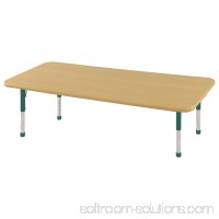 ECR4Kids 30in x 60in Rectangle Everyday T-Mold Adjustable Activity Table Maple/Green - Standard Ball   